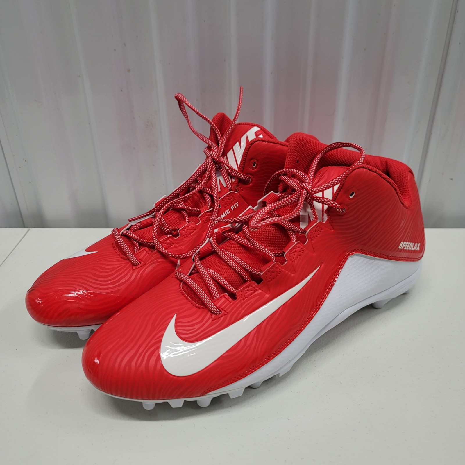 Nike Speedlax 5 Men's Lacrose Cleats 807143-611 Red & White Shoes Size US 15
