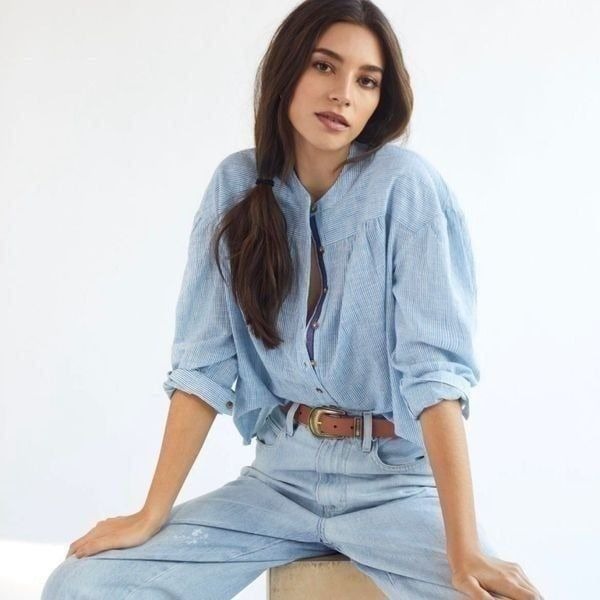 Pilcro Peasant Buttondown | Anthropologie |Size: L Petite |Color: Sky