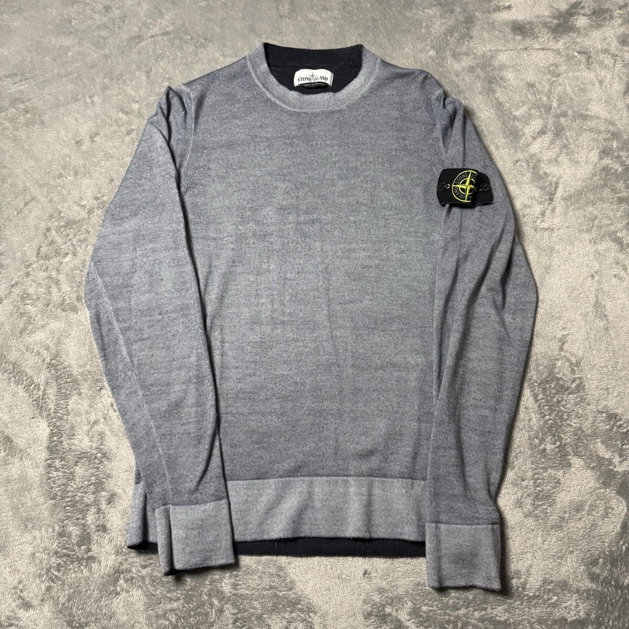 Stone Island Blue Merino Wool Crewneck Jumper Size Small