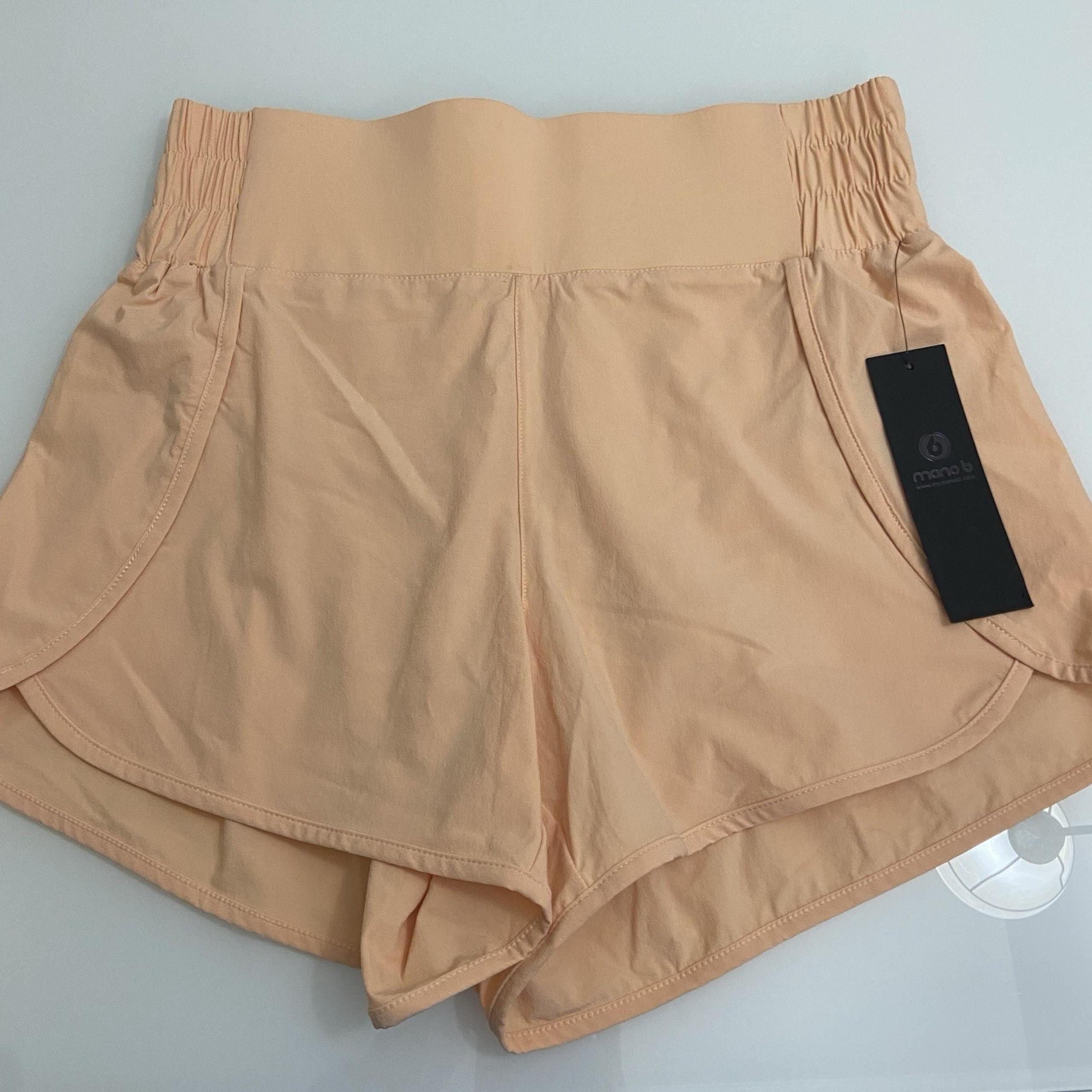 Mono B Women's High Waisted Stretch Split Shorts Built in liner Orange Med NWT