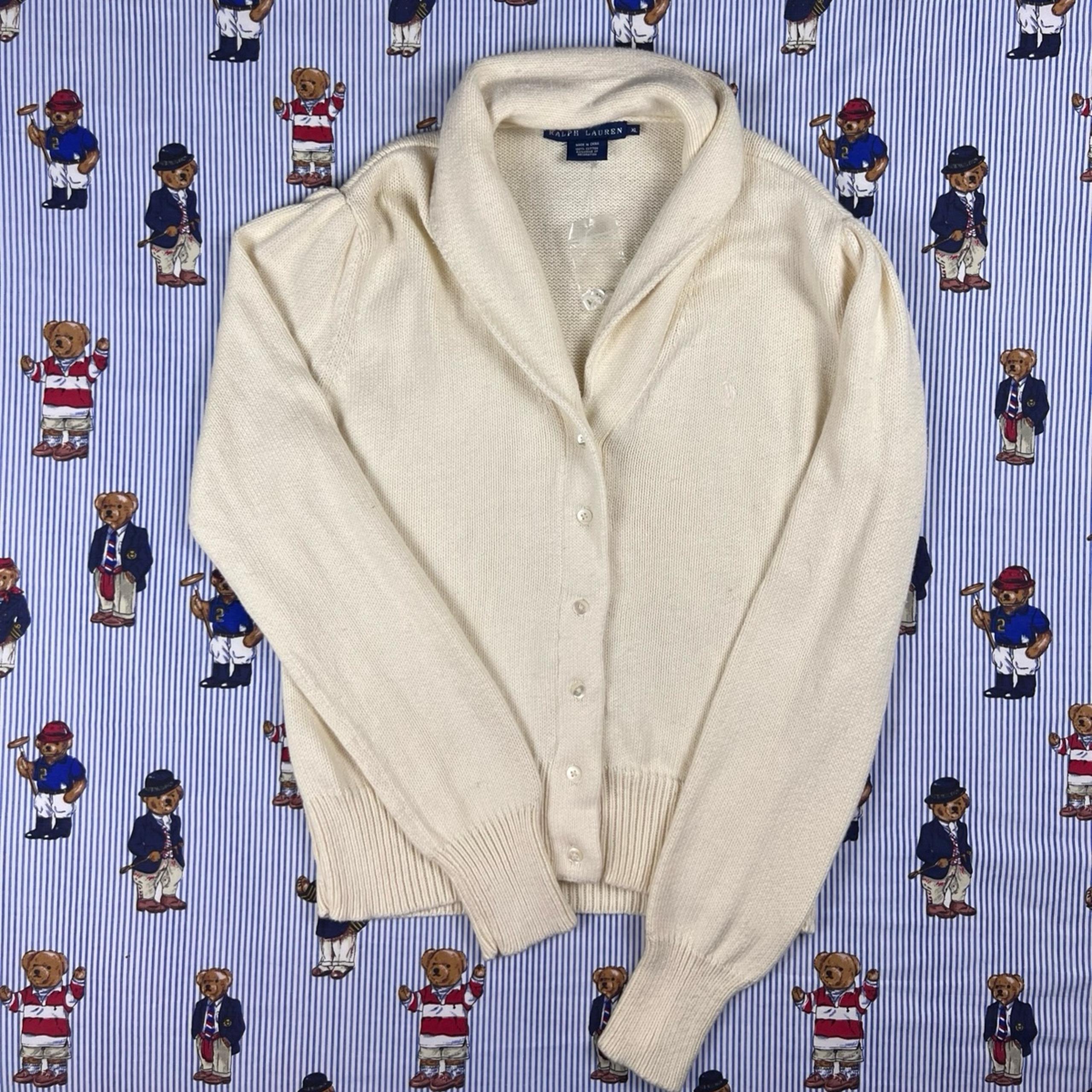 Women’s Ralph Lauren Beige Cream Knit Button Up Cardigan Sweater