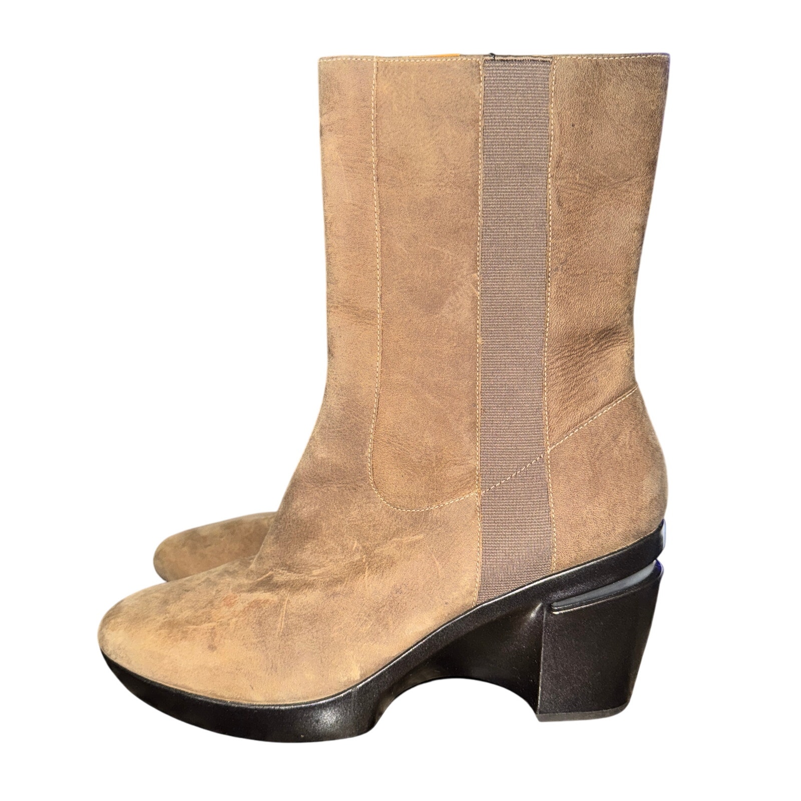 Cole Haan x NikeAir Heeled Boots Women's Size 9.5 B Brown Leather Mid Calf Shoes
