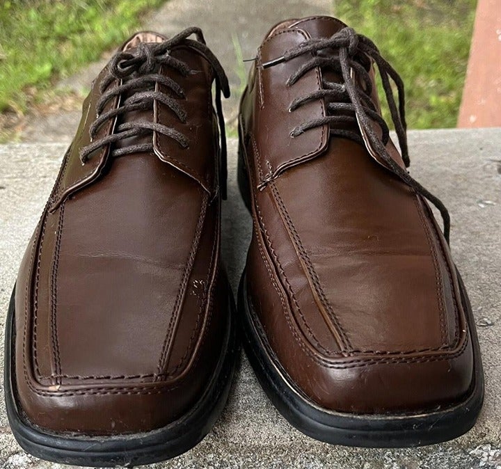 Men's Thom McAn 'KALE' DRESS SHOES 20427 Brown Leather Oxfords Size 9.5