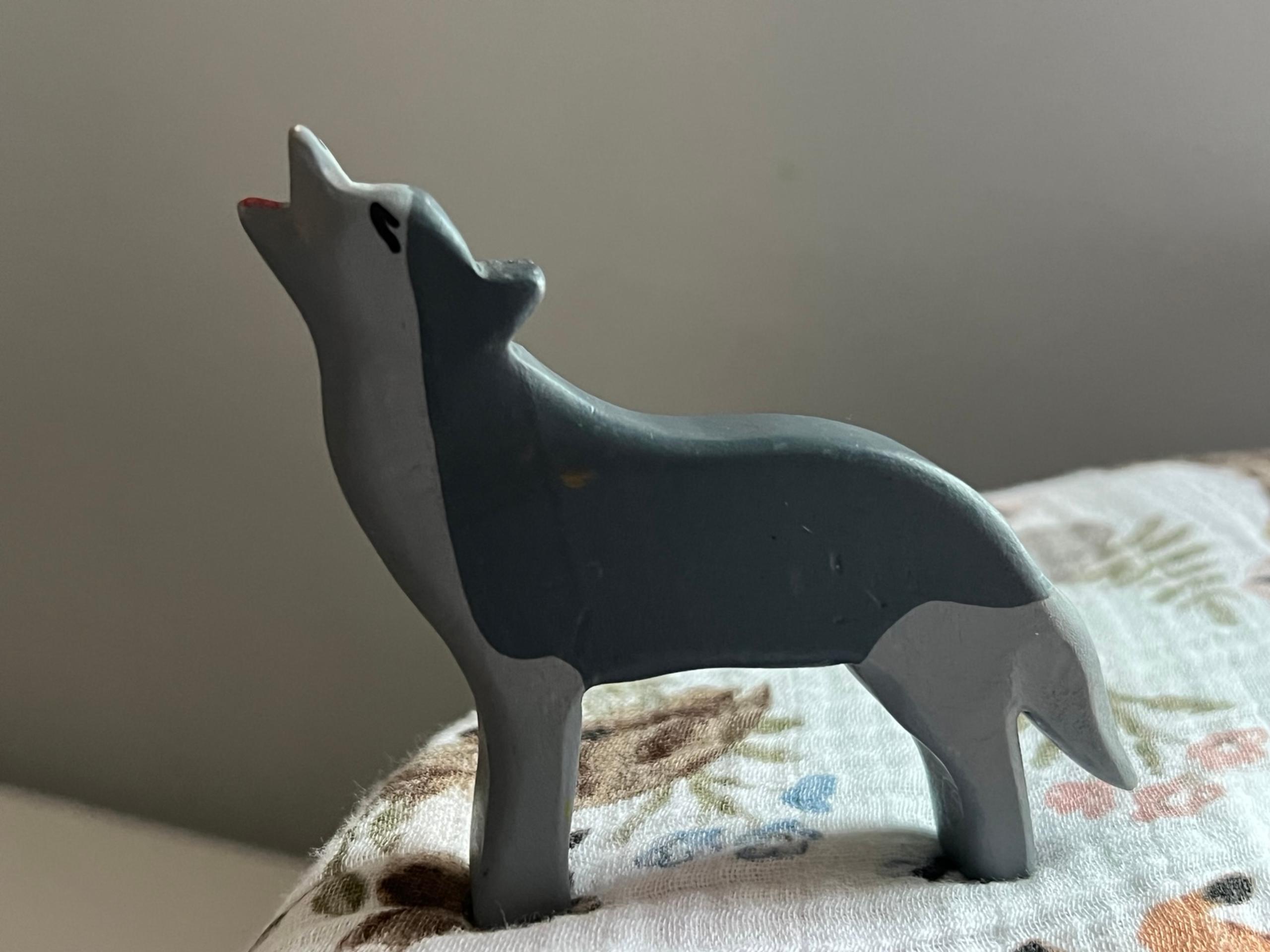 Waldorf toys handmade wooden wolf like ostheimer 3.5” long 2.5” tall Montessori
