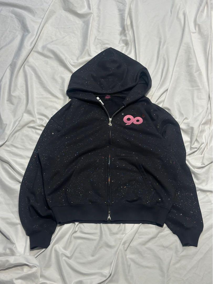 上品なブランド 9090girl Setup Logo Glitter Zip Hoodie トップス