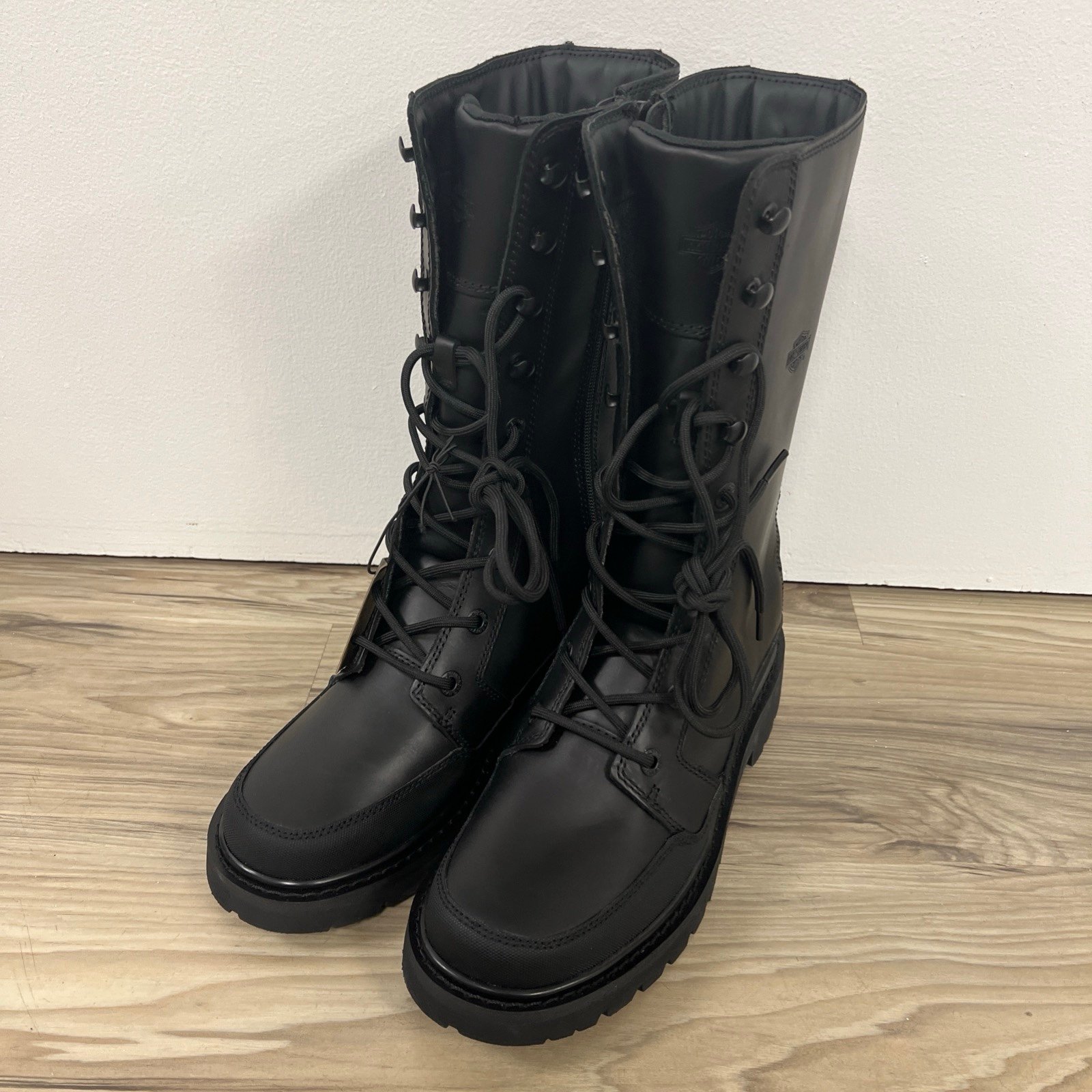 Harley-Davidson Akers 10 Lace/Zip Up Leather Motorcycle Boots Womens 9.5 D84764