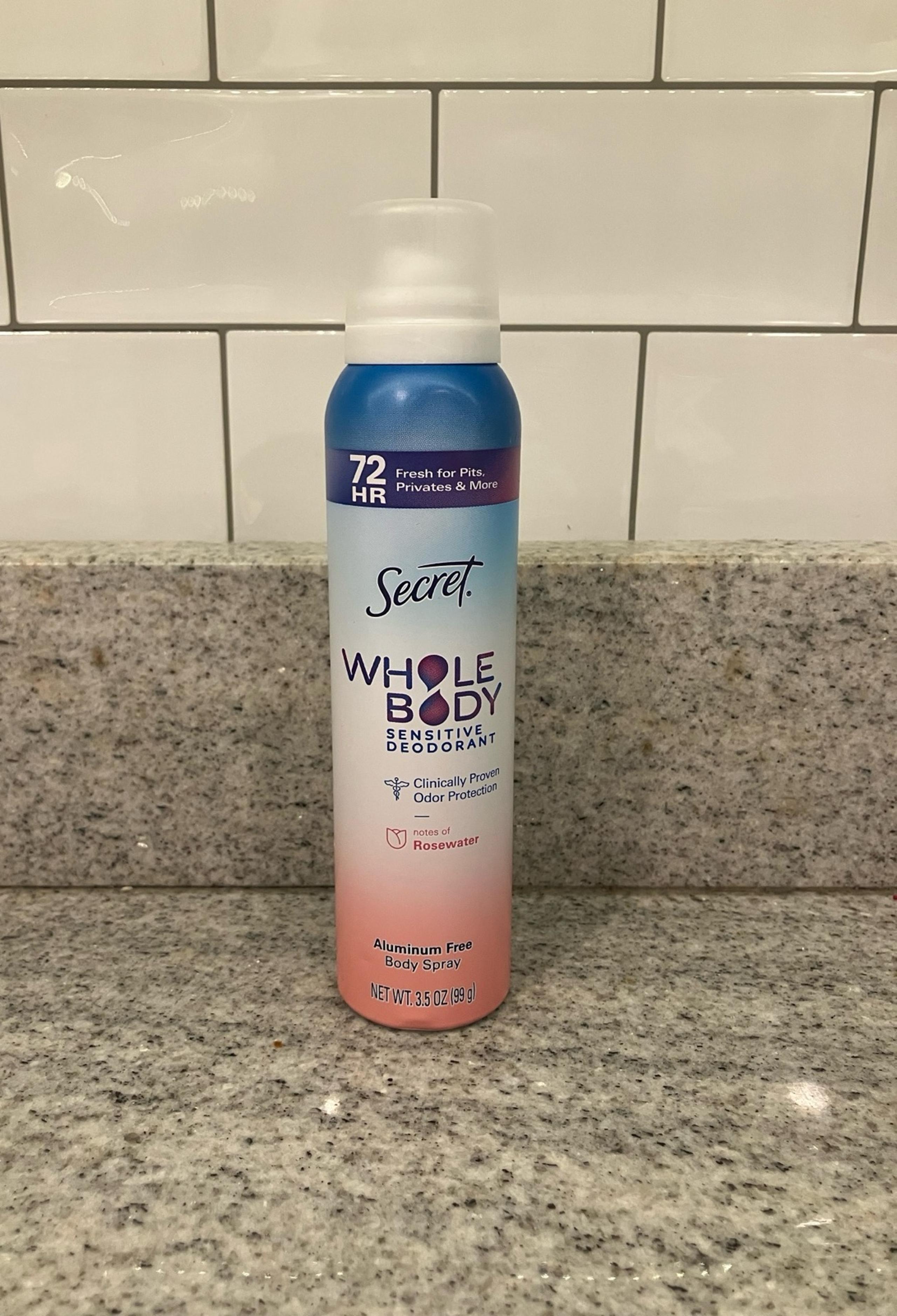 Secret Whole Body Deodorant Spray Rosewater Aluminum Free 3.5 oz