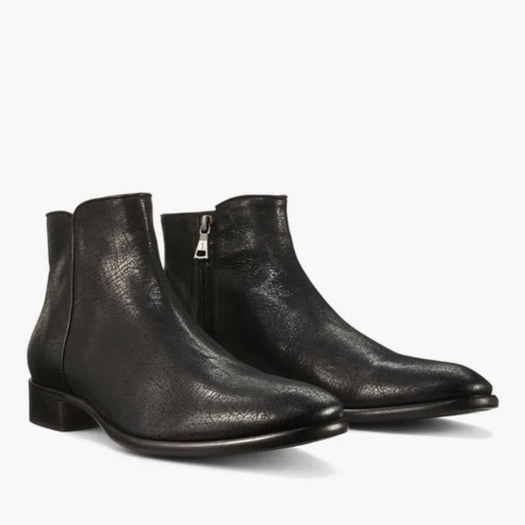 John Varvatos Collection Eldridge Black Leather Zip Boot