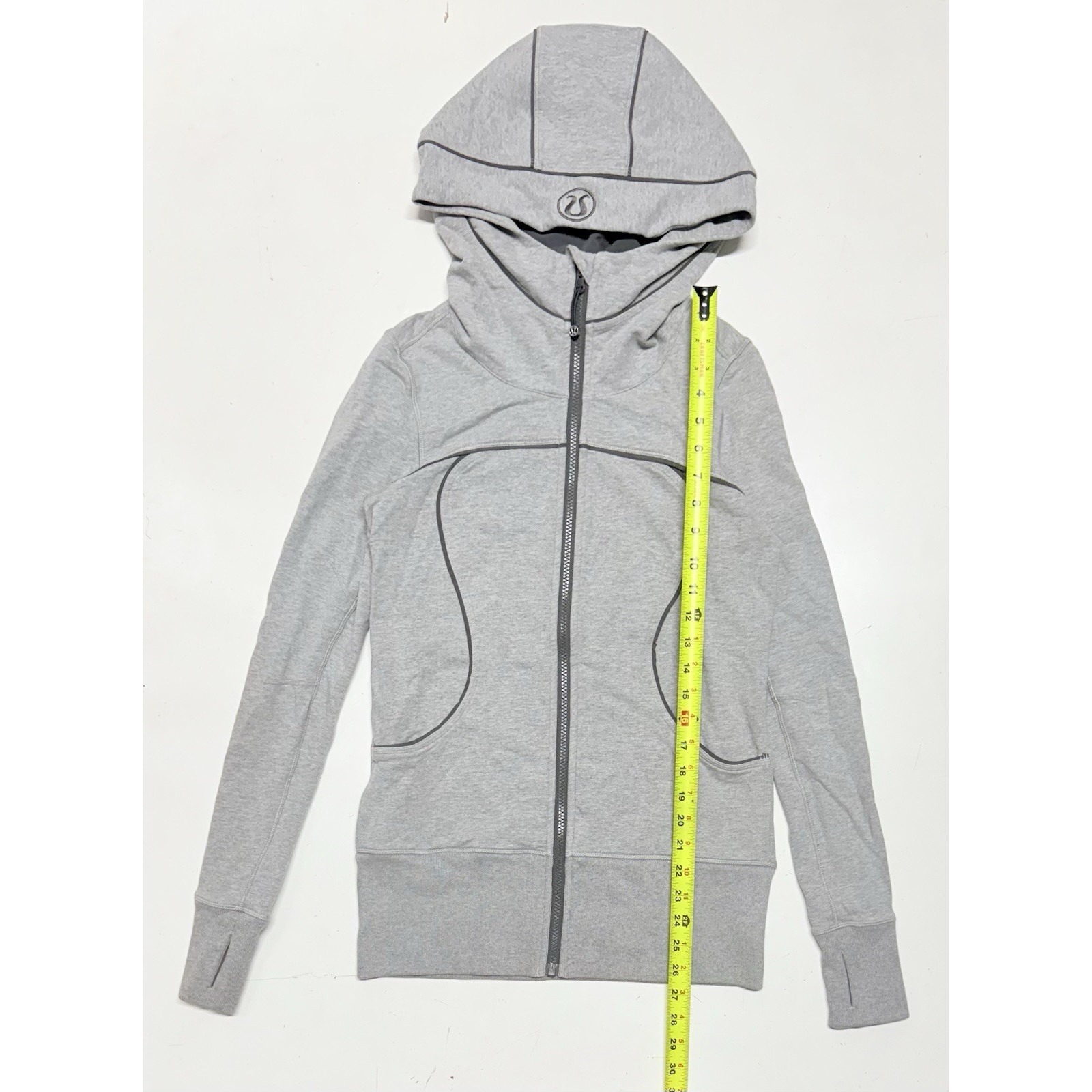 Lululemon Athletic Omega Logo Full Zip Hoodie Gray Simply Hoodie Women's Size 6