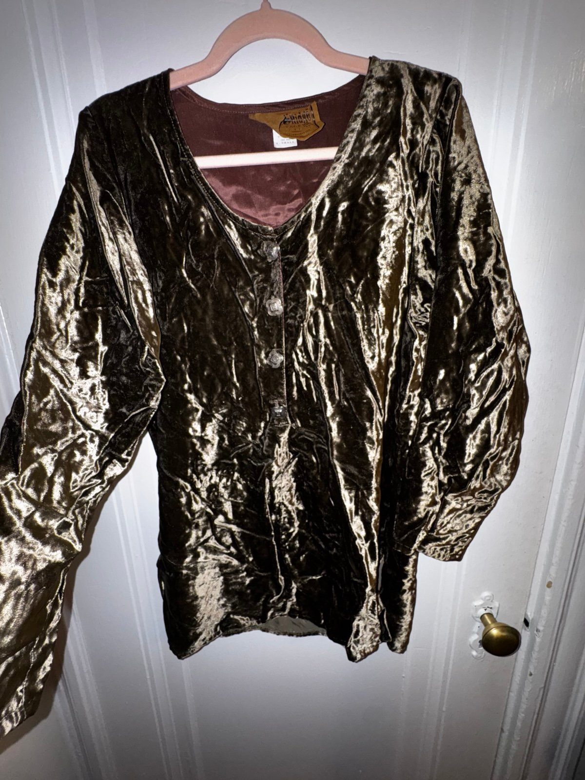 Vintage - Green Saddle Ridge “velvet” button-up tunic