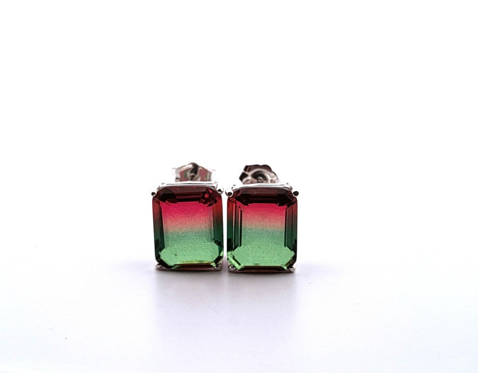 6.6ct Watermelon Tourmaline Sterling Silver Earrings 66RGWTSSEMG