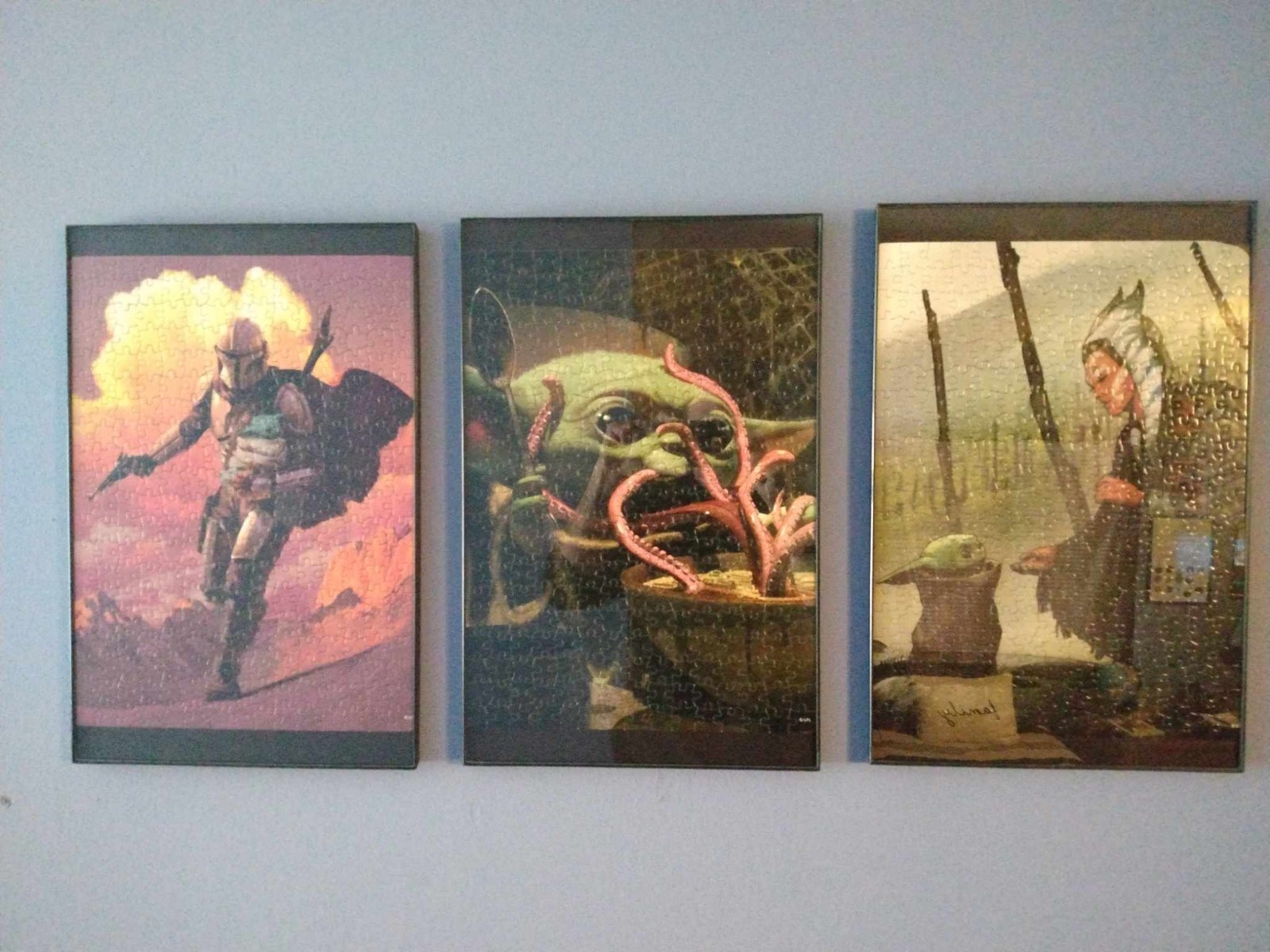 Three Piece Framed Starwar's puzzle collection