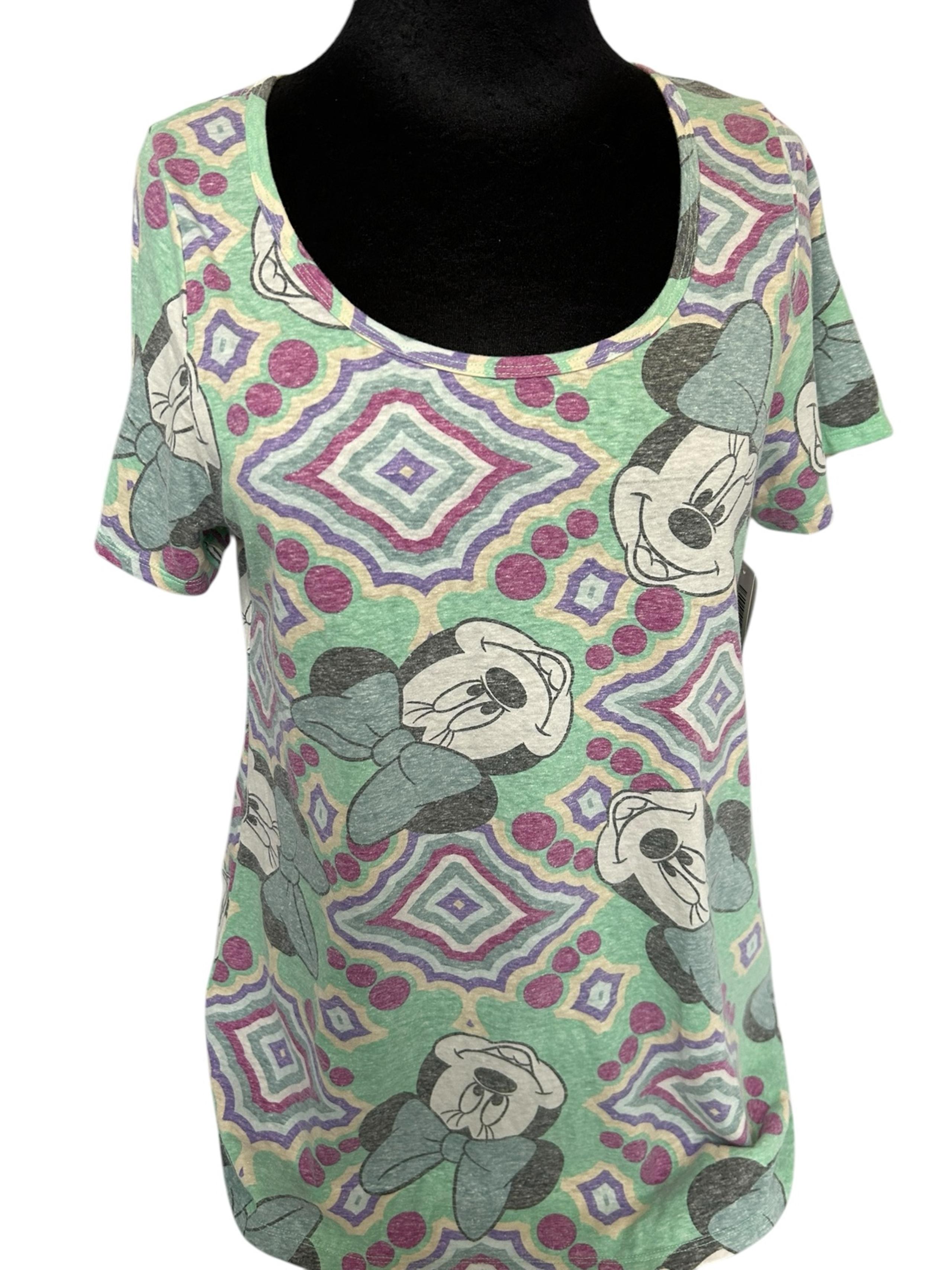 LuLaRoe Disney Classic T Top SZ M Green Purple Pink Diamond Mini Mouse NWT 10-12