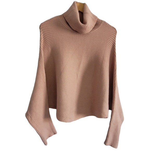 Mystree Blush Pink Ribbed Knit Shrug Cowl Neck Sweater 