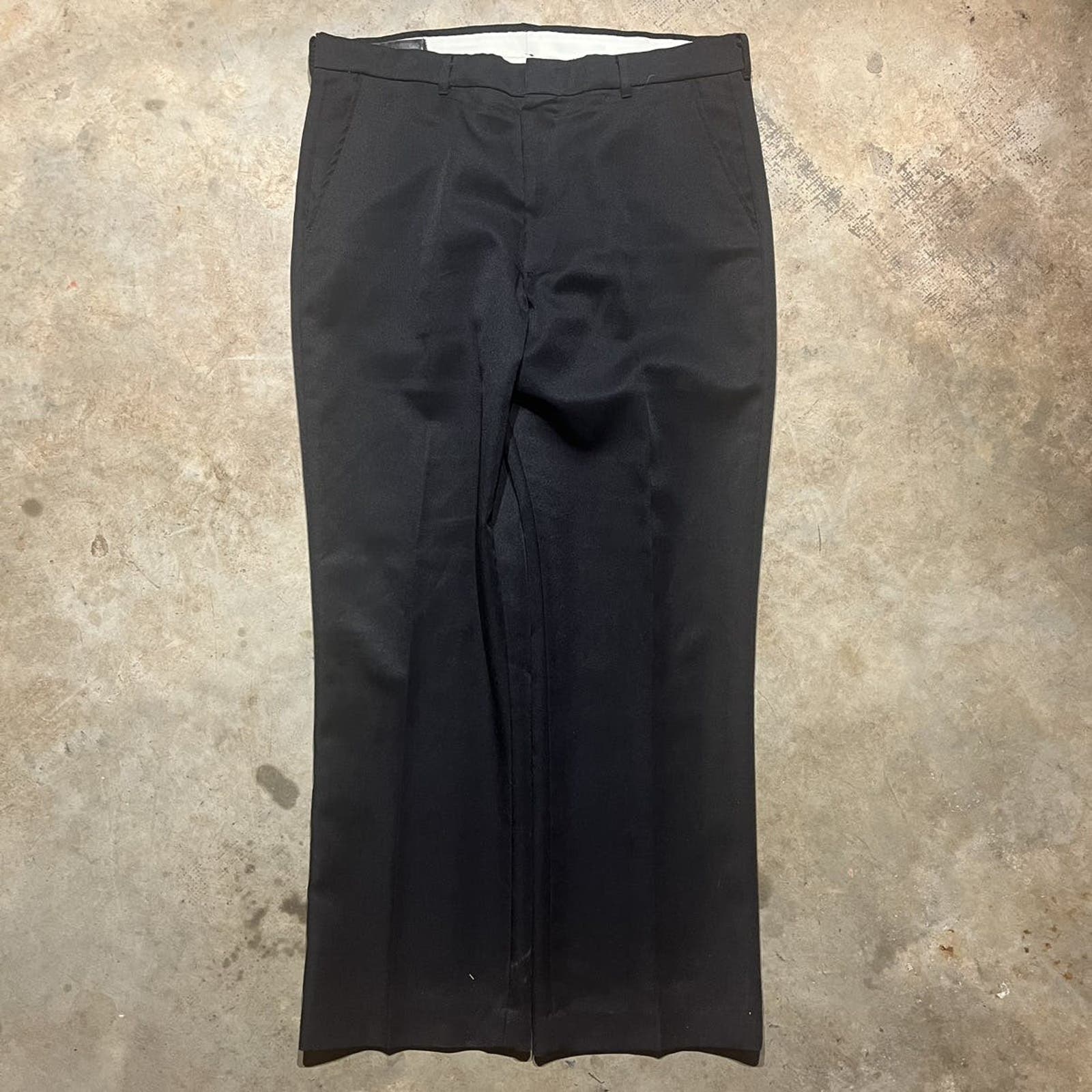Vintage 70s Comfort Action Black Talon Trousers 36x30