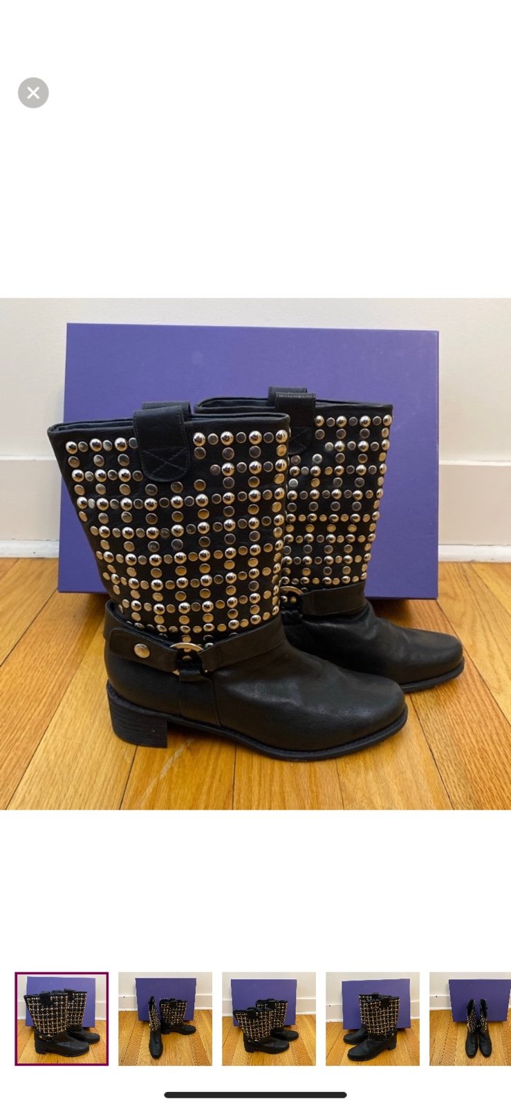 Stuart Weitzman Black Veccio Nappa Moto Boots