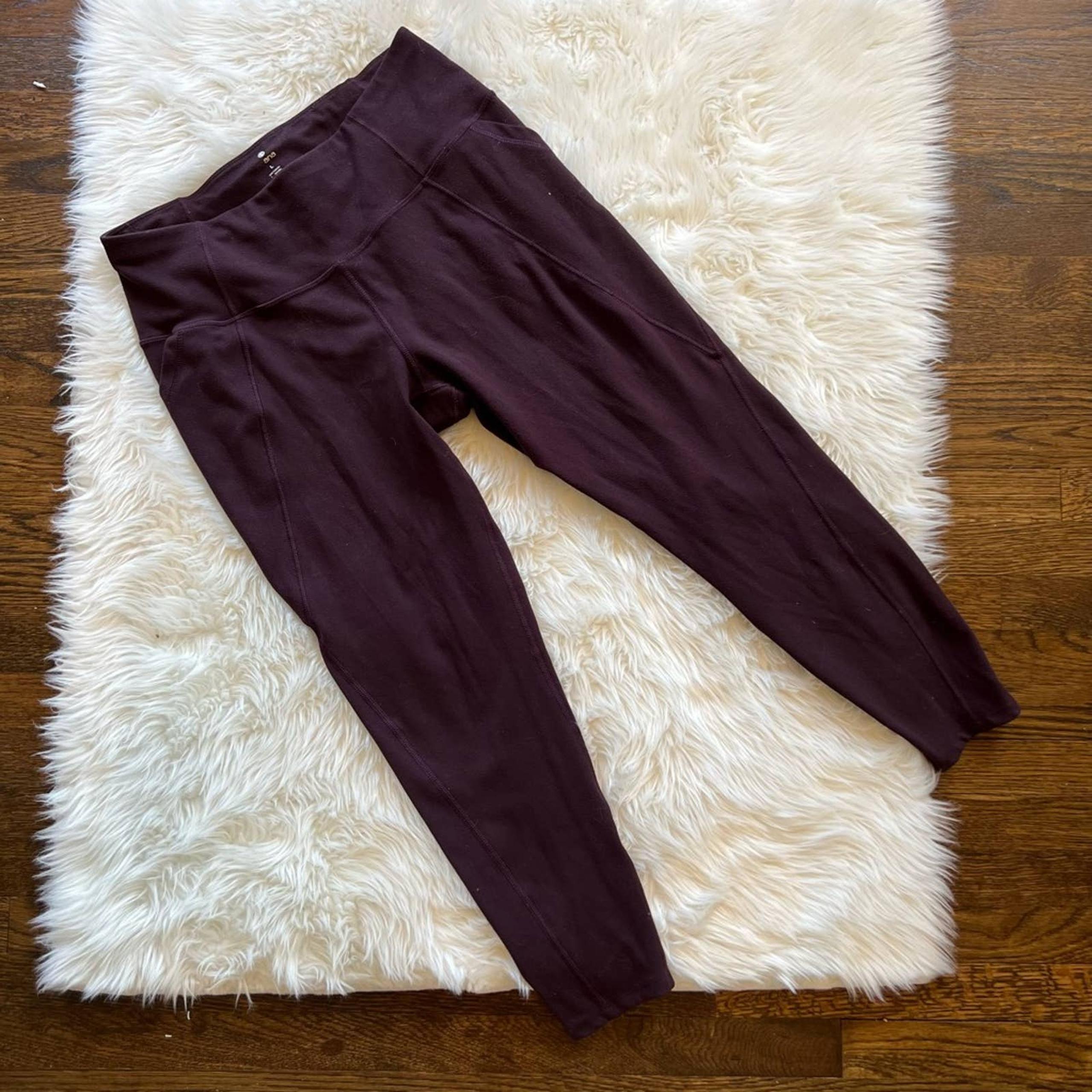 Apana Womens Activewear Leggings Purple Mid Rise Stretch Pull On L