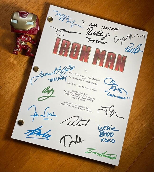 Iron Man Script Signed- Autograph Reprints- 147 Pages- Robert Downey Jr.
