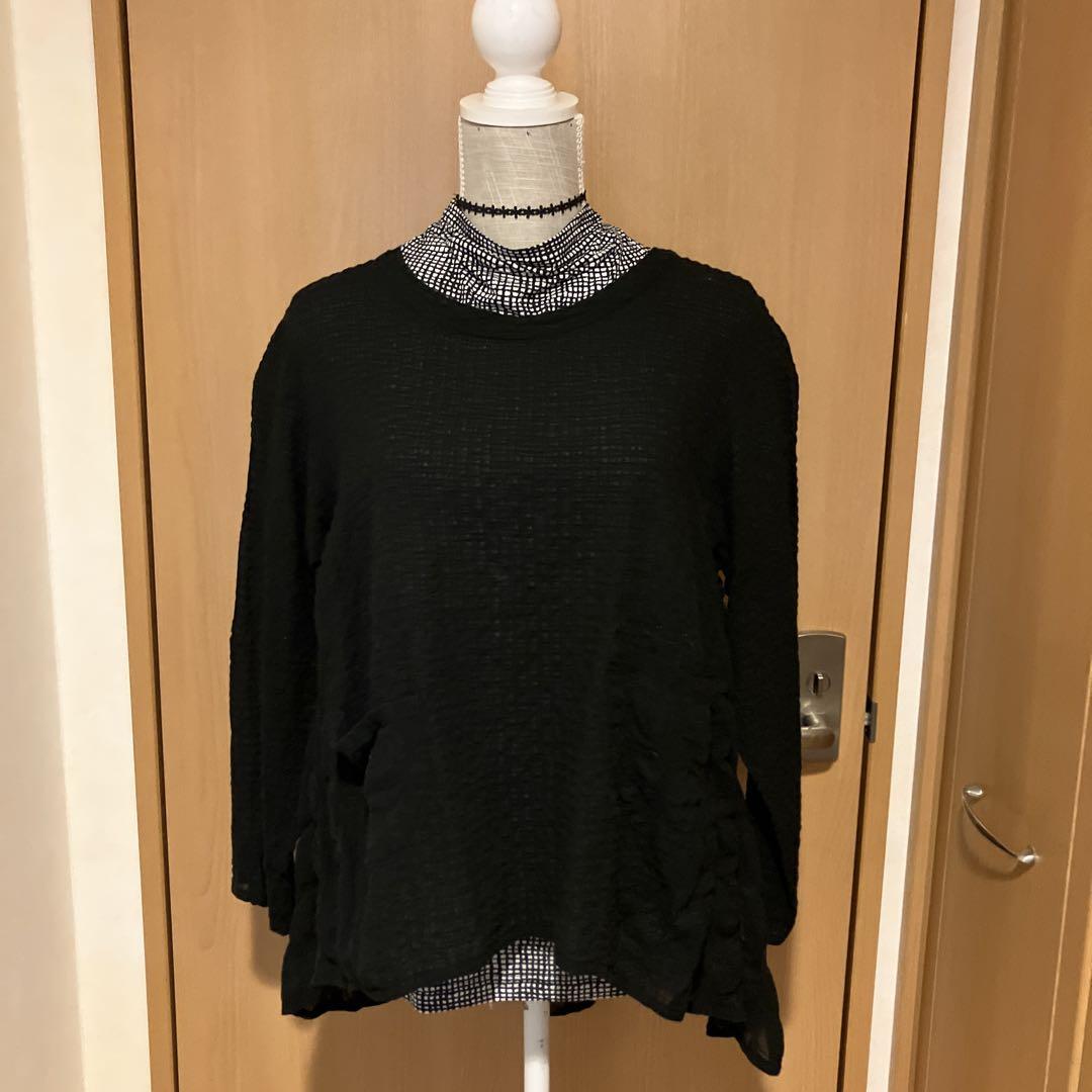 慈雨✳︎Black Textured Tunic, 5/8 Sleeve