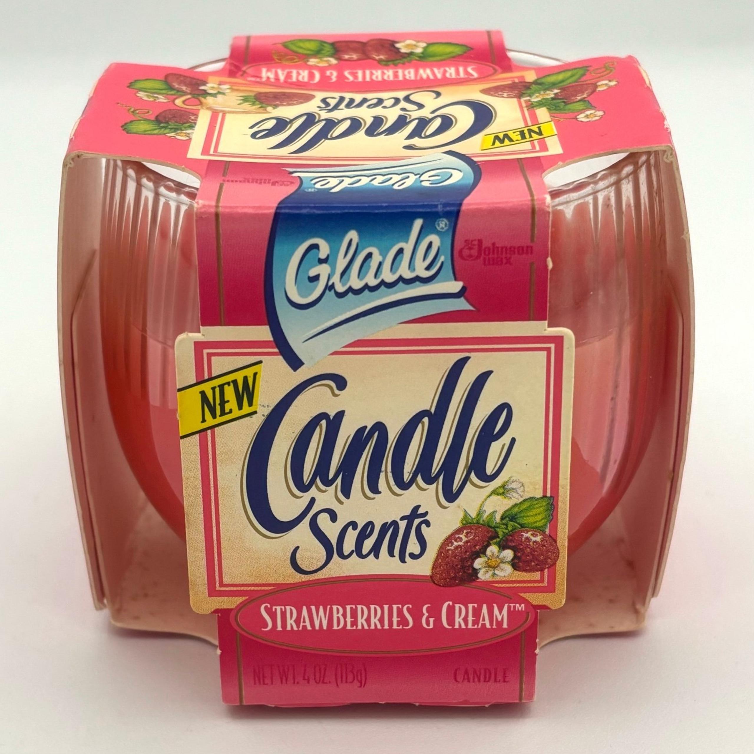 NOS Glade Candle Scents Jar Strawberries & Cream New Old Stock Vintage 1996