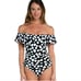 NEW La Blanca Size 6 Mod For Dot Polka Dot Ruffle One Piece Swimsuit Black White