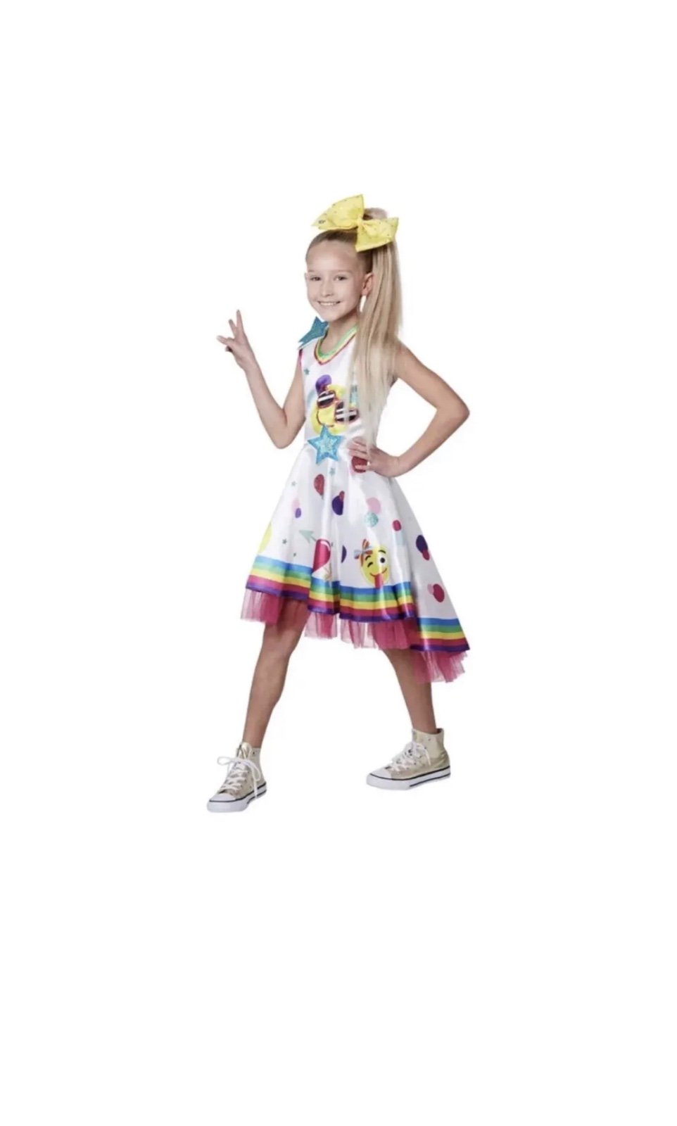 Jojo Siwa Nickelodeon Emoji Rainbow Halloween Costume Girls Size Medium (8-10)