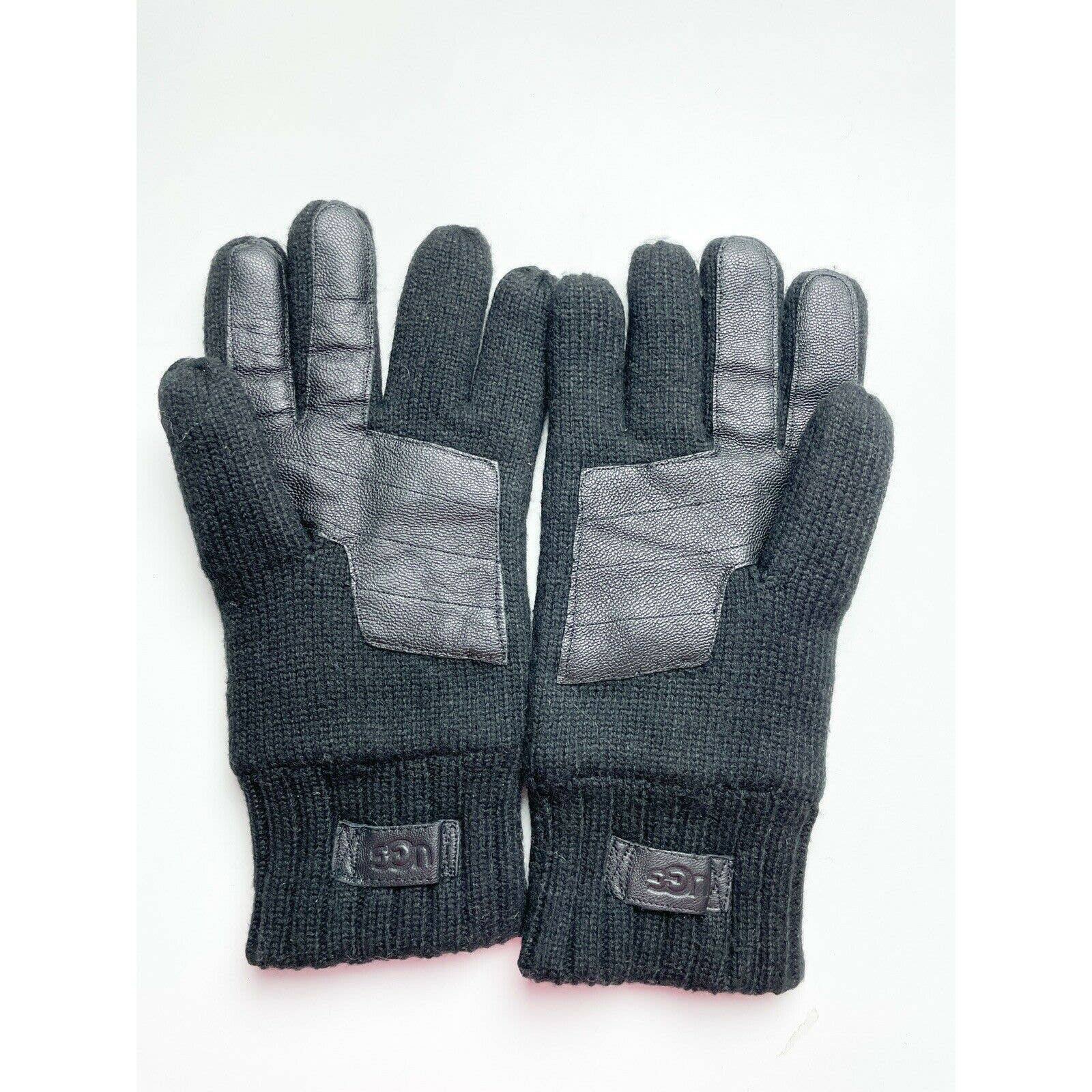 UGG Knit Winter Glove With Palm Patch Wool Blend Black Men's LG/ XL NWT