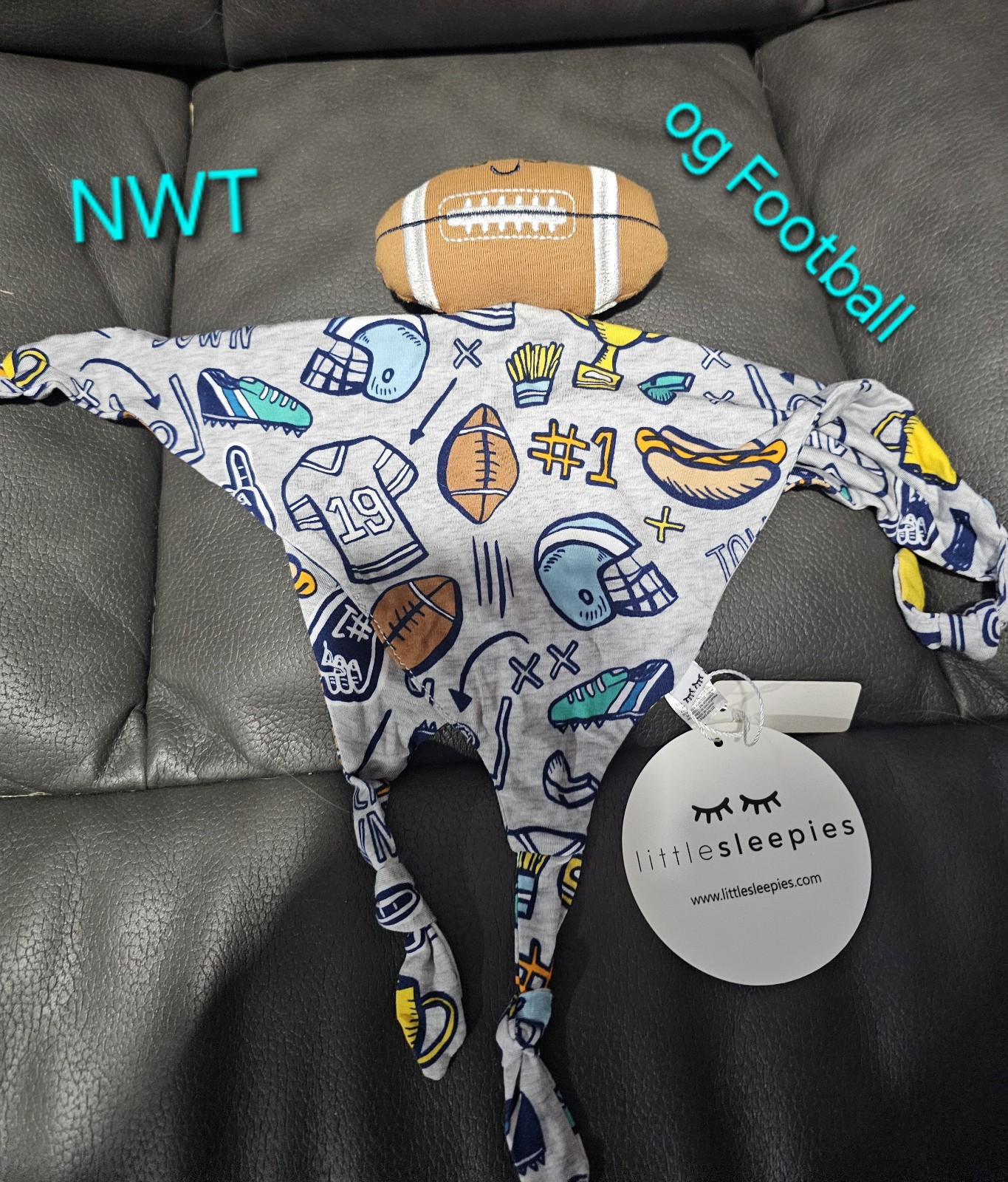 NWT og Football Little Sleepies Lovey