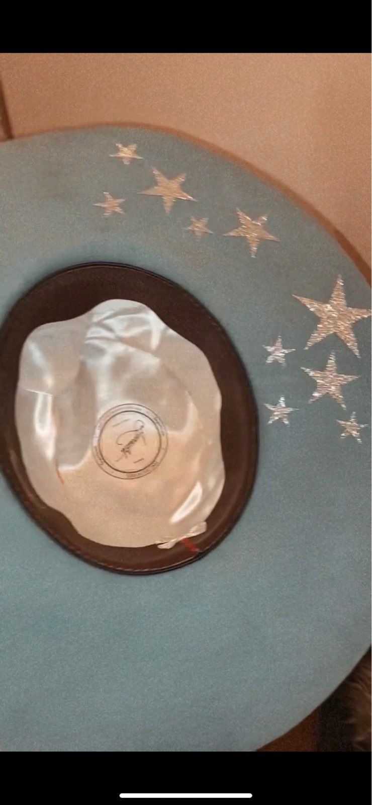 Baby blue felt hat with sparkle stars