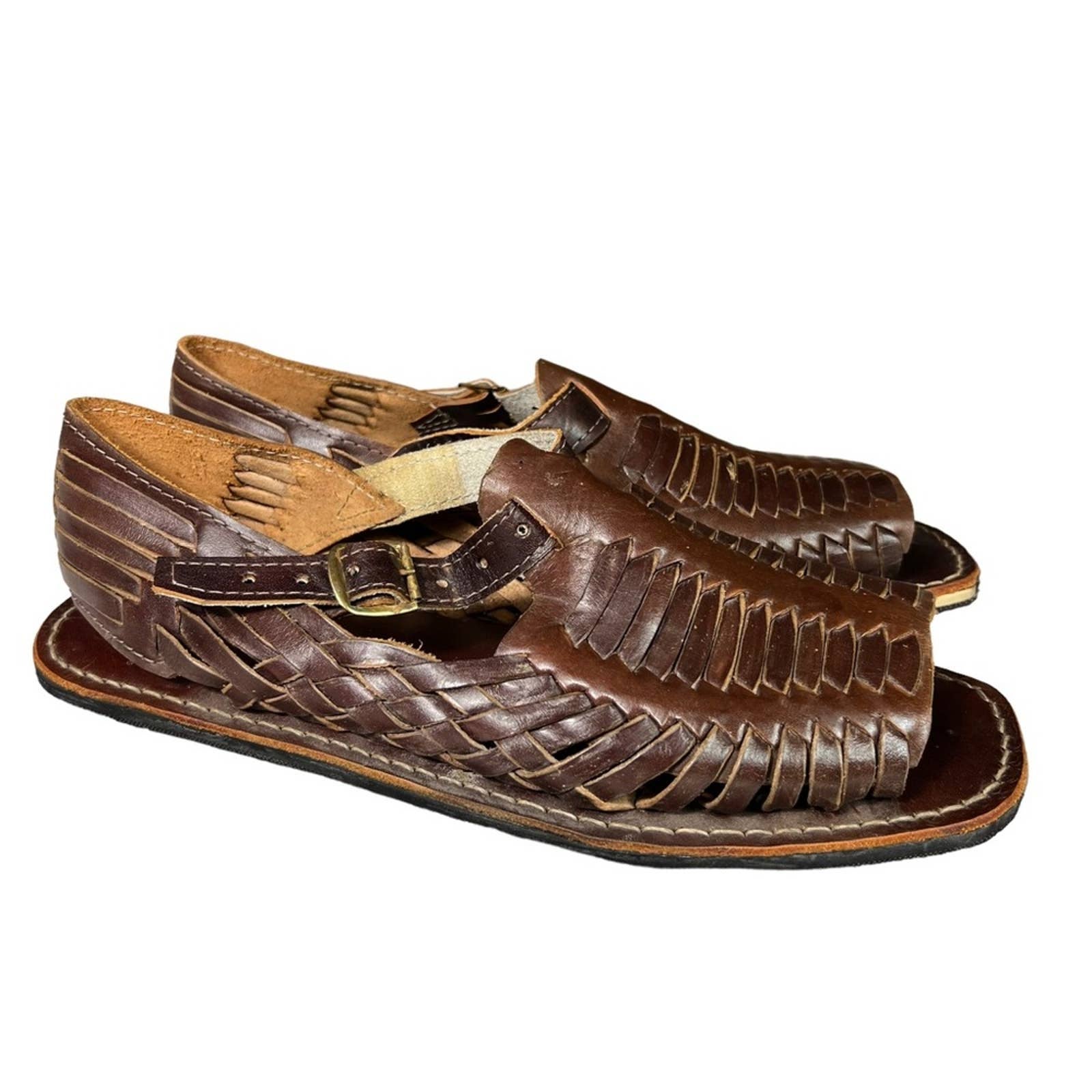 Men’s Mexican Huarache Woven Leather Buckled Sandals
