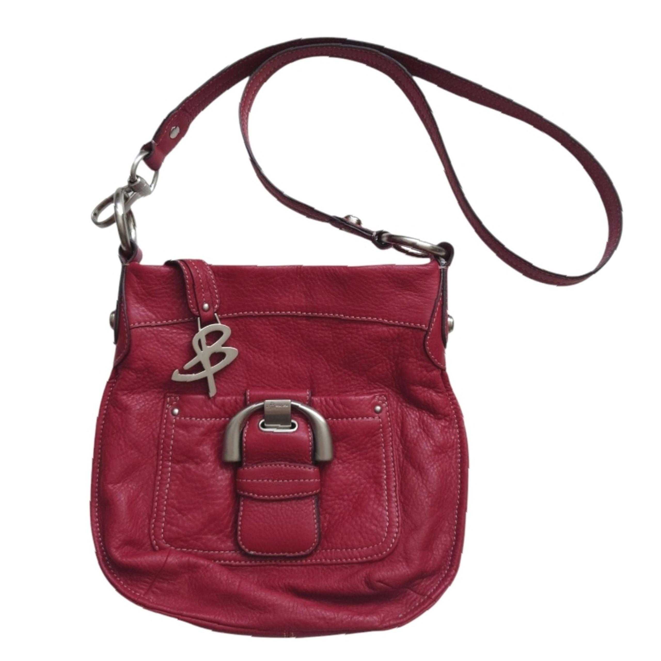 B. Makowsky Red Pebbled Leather Crossbody Shoulder Bag