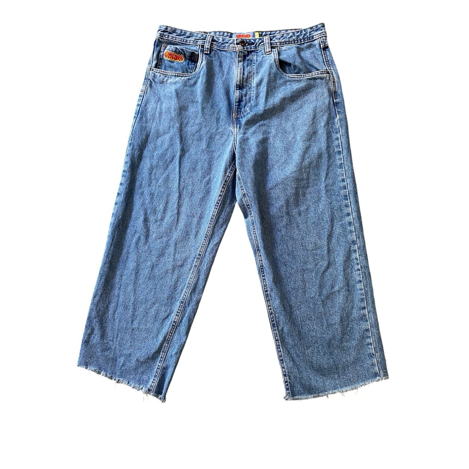 Vintage Empyre Jeans Mens Size 36 Medium Wash Denim 90s Y2K Baggy Skate Raw Hem