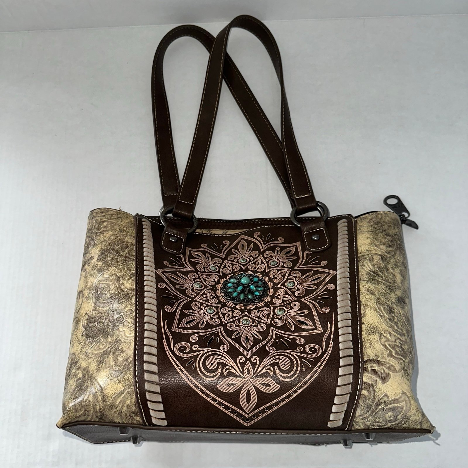Montana West Western Style Concealed Carry Tooled Leather Handbag Purse Cute