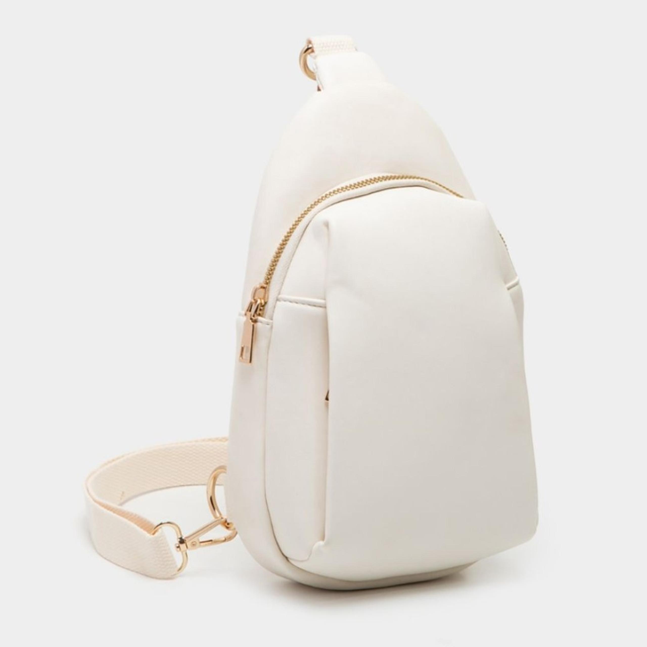 Ivory Sling Bag Cross Leather Purse Womens Fashion Accessory Statement