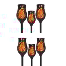 6 packs Solar pathway tiki torch tulip light