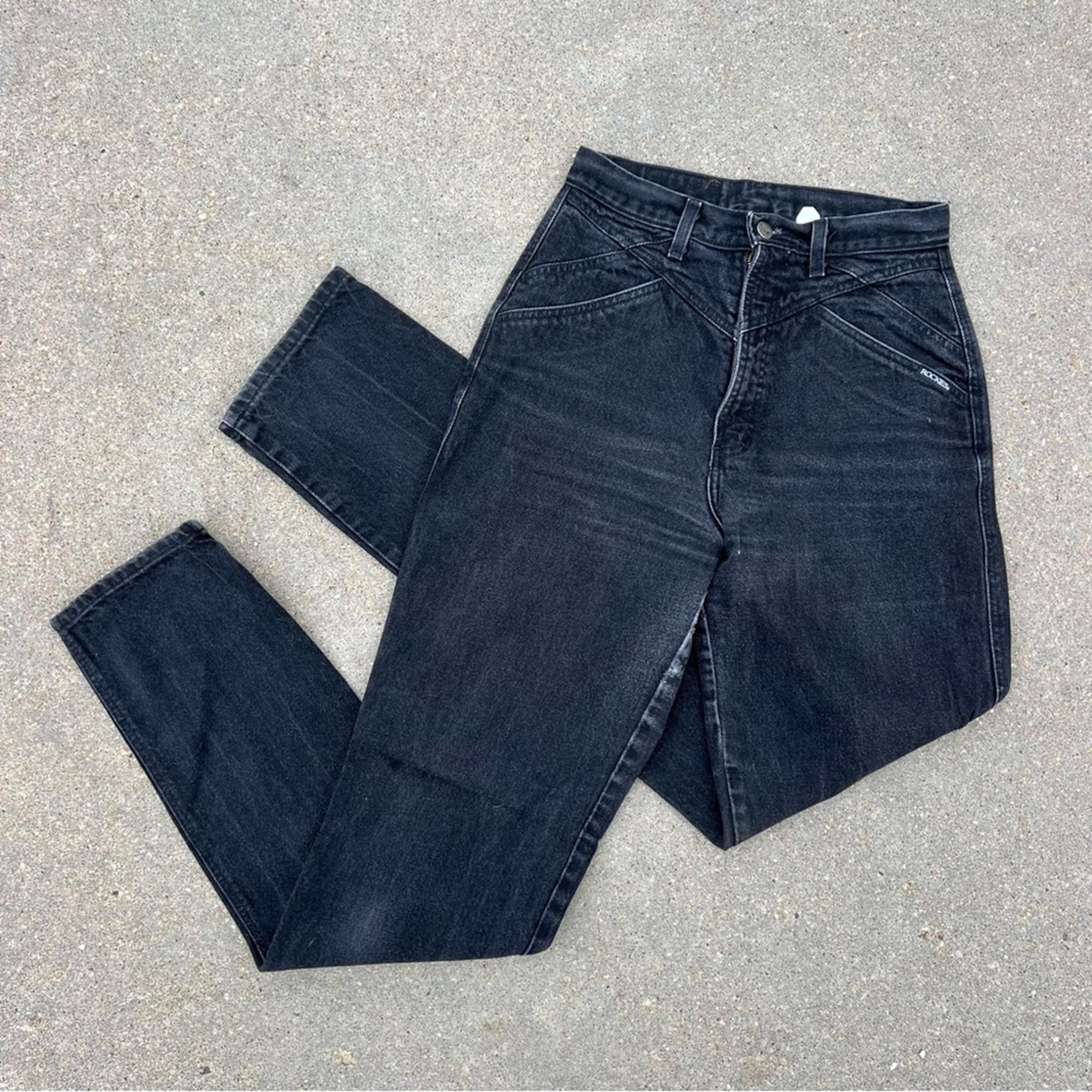 80s 90s Rockies Black High Waist Wedgie Fit Bareback Cowgirl Western Jeans