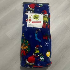 Dr. Seuss The Grinch Royal Blue Oversized Plush Throw Blanket 50” x 60”