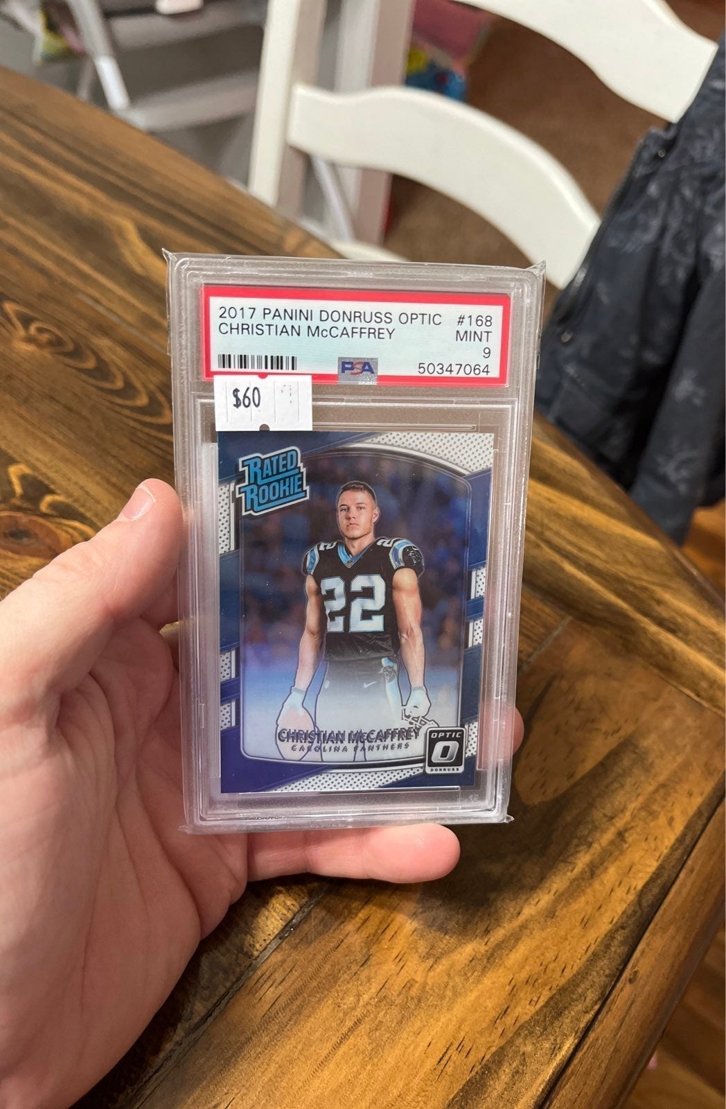Christian McCaffrey 2017 Panini Donruss Optic Rookie Card 168 PSA 9 Mint RC 49er