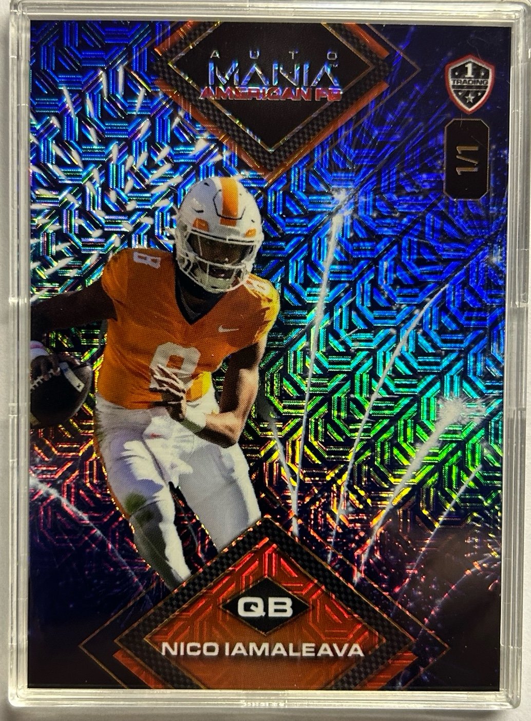 Nico Iamaleava #1/1 Mojo Refractor 2024 Wild Card Auto Mania Tennessee RC