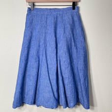 Boden Women's Cora Blue Chambray Linen A Line Midi Skirt Beach Coastal Grandma 4
