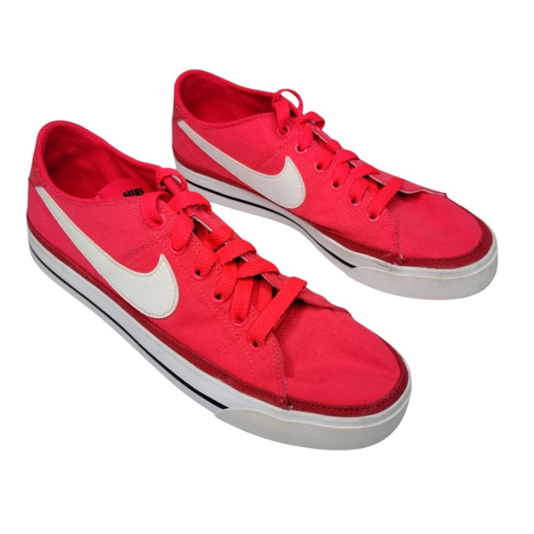 Nike Court Legacy Red Shoes Canvas Sneakers Size 8 Bright Low Top White Swoosh