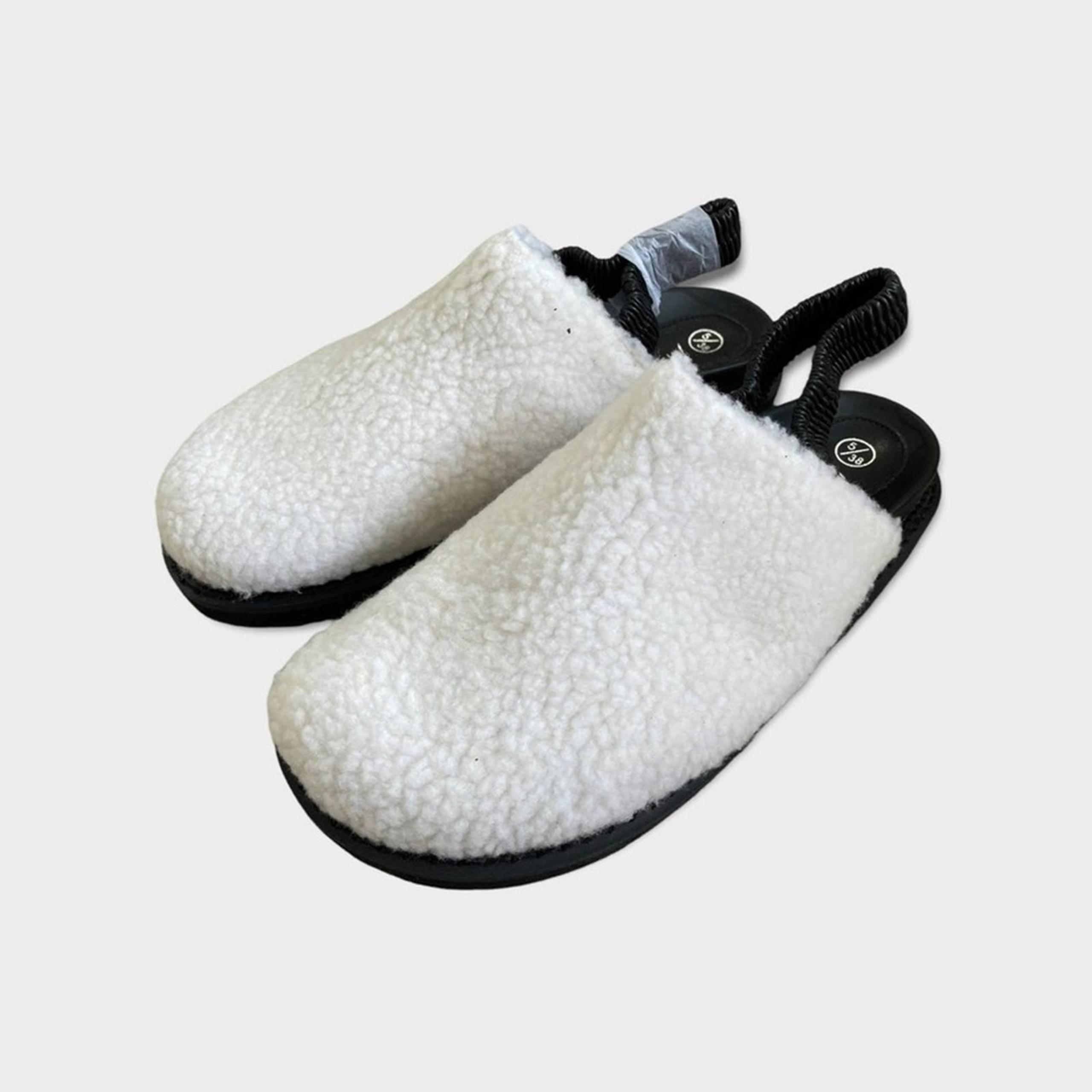 Nasty Gal Borg Faux Shearling Slip On Slingback Loafers Cream 5