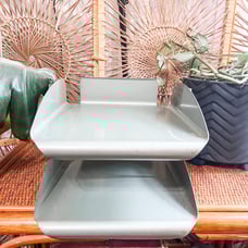 Vintage GLOBE WERNICKE 2 tier Green METAL FILE TRAY Organizer Mid Century Modern