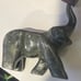 Rare SoapStone Elephant Raised Trunk Heavy Gray Sculpture signed by artist