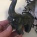 Rare SoapStone Elephant Raised Trunk Heavy Gray Sculpture signed by artist