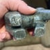 Rare SoapStone Elephant Raised Trunk Heavy Gray Sculpture signed by artist