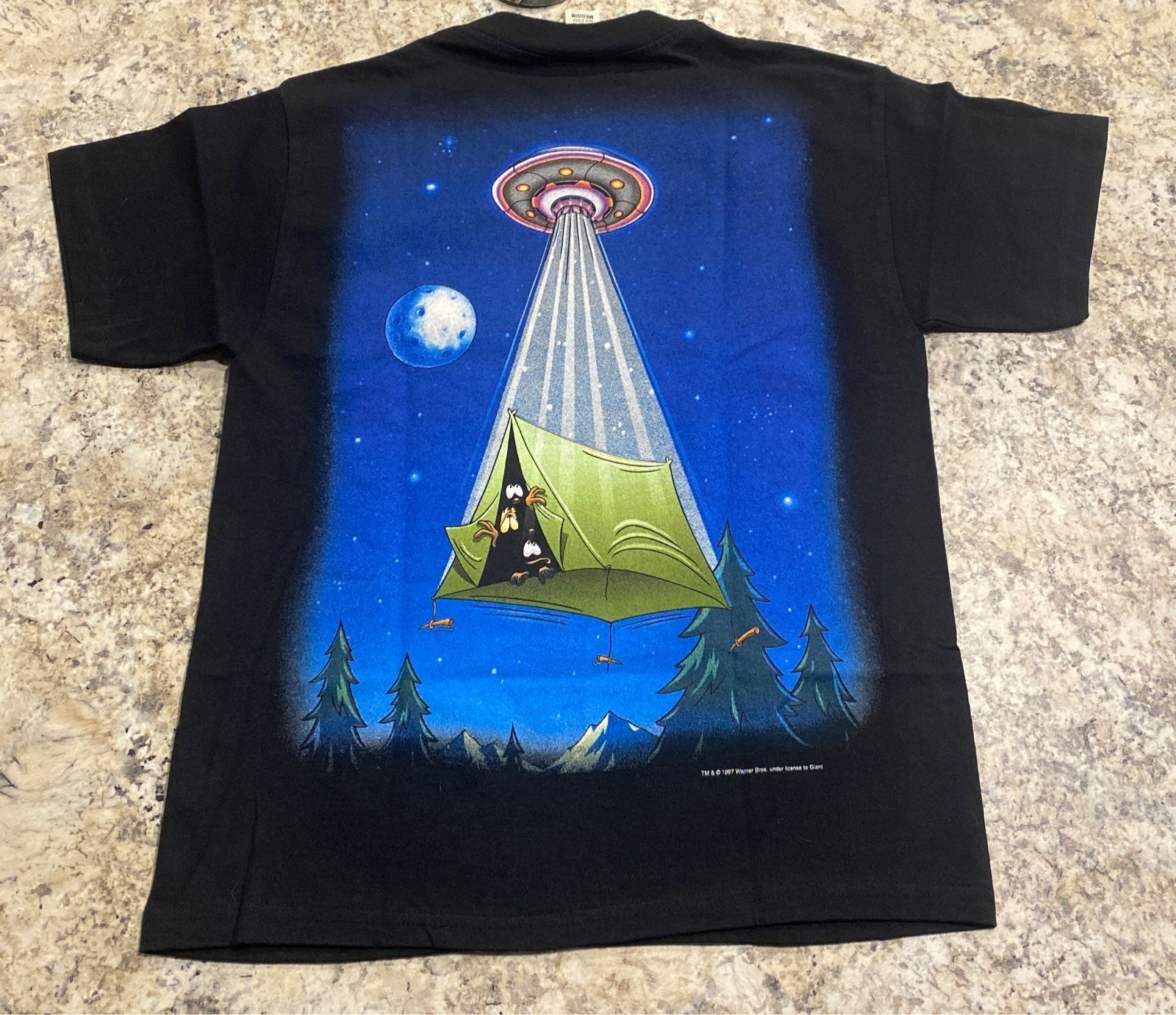 Vintage Looney Tunes UFO Shirt Kids Medium Two Sided NWT 1997