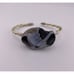 Handmade Stone Bracelet Polished Stone On Facing Twisted Metal Band Adjustable