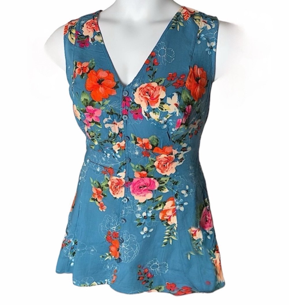 TORRID Rayon Button Up Tank Top With Back Tie NWT