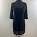 VTG Johnny Was Black Lace Shift Dress Scoop Neck Floral 3/4 Sleeve Size Small S